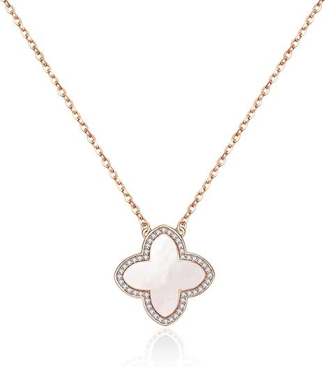 AMIREUX Dainty Lucky Clover Necklace 14K Gold Plated Four Leaf Clover Necklace for Women, Simple ... | Amazon (US)