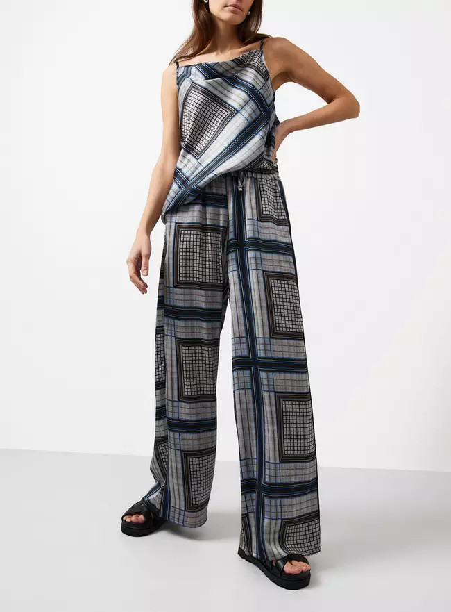 Buy Navy Square Print Wide Leg Lace Trousers 20 | Co-ords | Tu | Tu Clothing