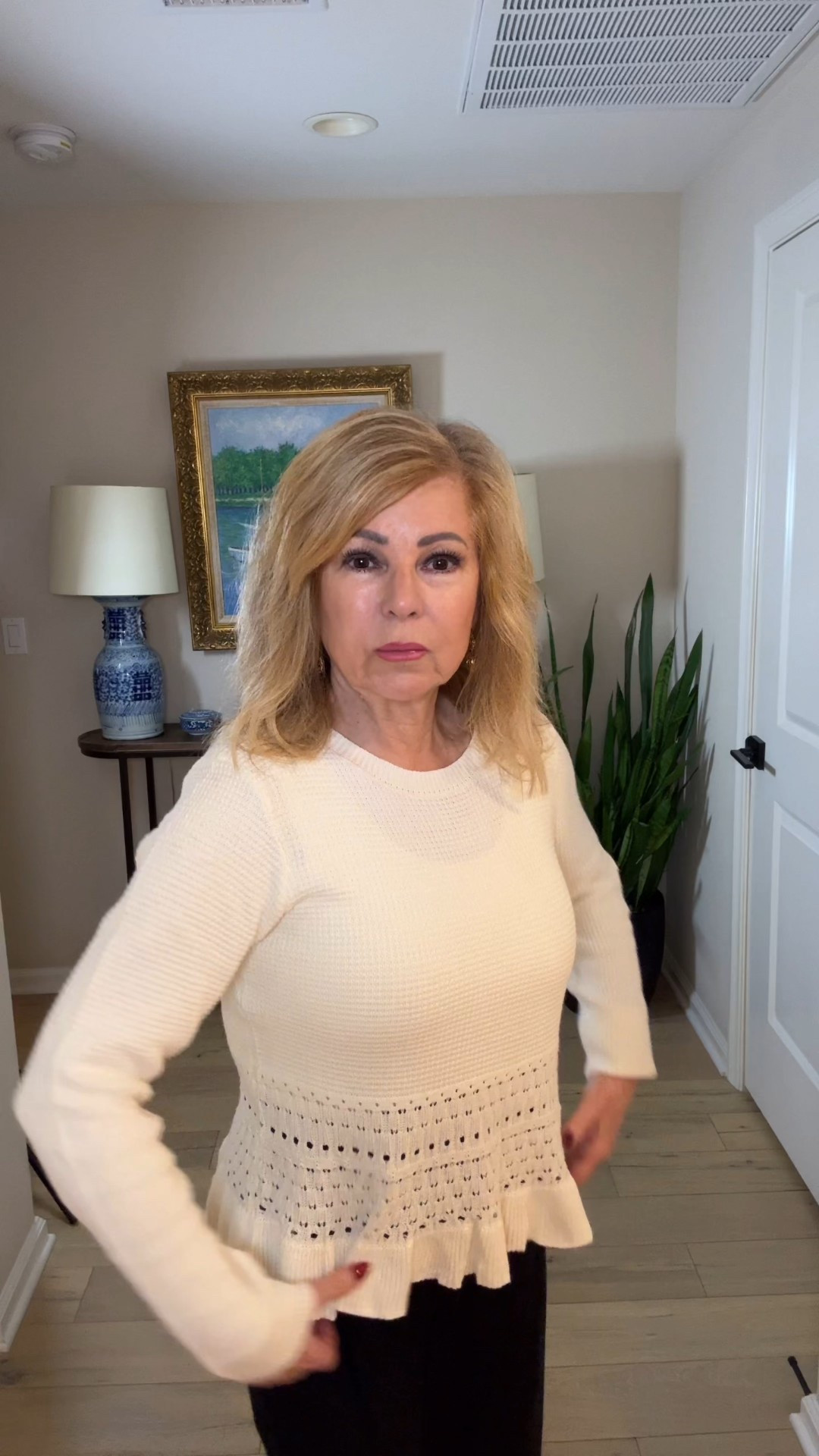 For all ages and body types, this crochet sweater hits and fits your curves just right.  My color is Cream Beige and it comes in many pretty colors. For reference, I'm about 5'2 and 120 lbs. This is a small with plenty of room. Gifted by the brand. Very affordable!

#LTKOver40 #LTKFindsUnder50 #LTKSaleAlert