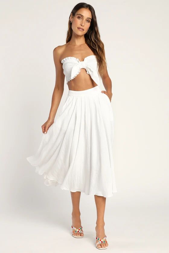 Bandeau Your Thing White Two-Piece Midi Dress with Pockets | Lulus (US)