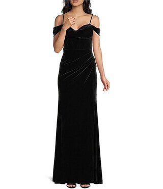 Velvet Off The Shoulder Sweetheart Neck Bustier Dress | Dillard's