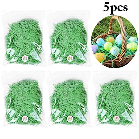 5 Packs Easter Green Grass Recyclable Paper Shred for Easter Basket Filler Creative Eggs Decor Fi... | Amazon (US)