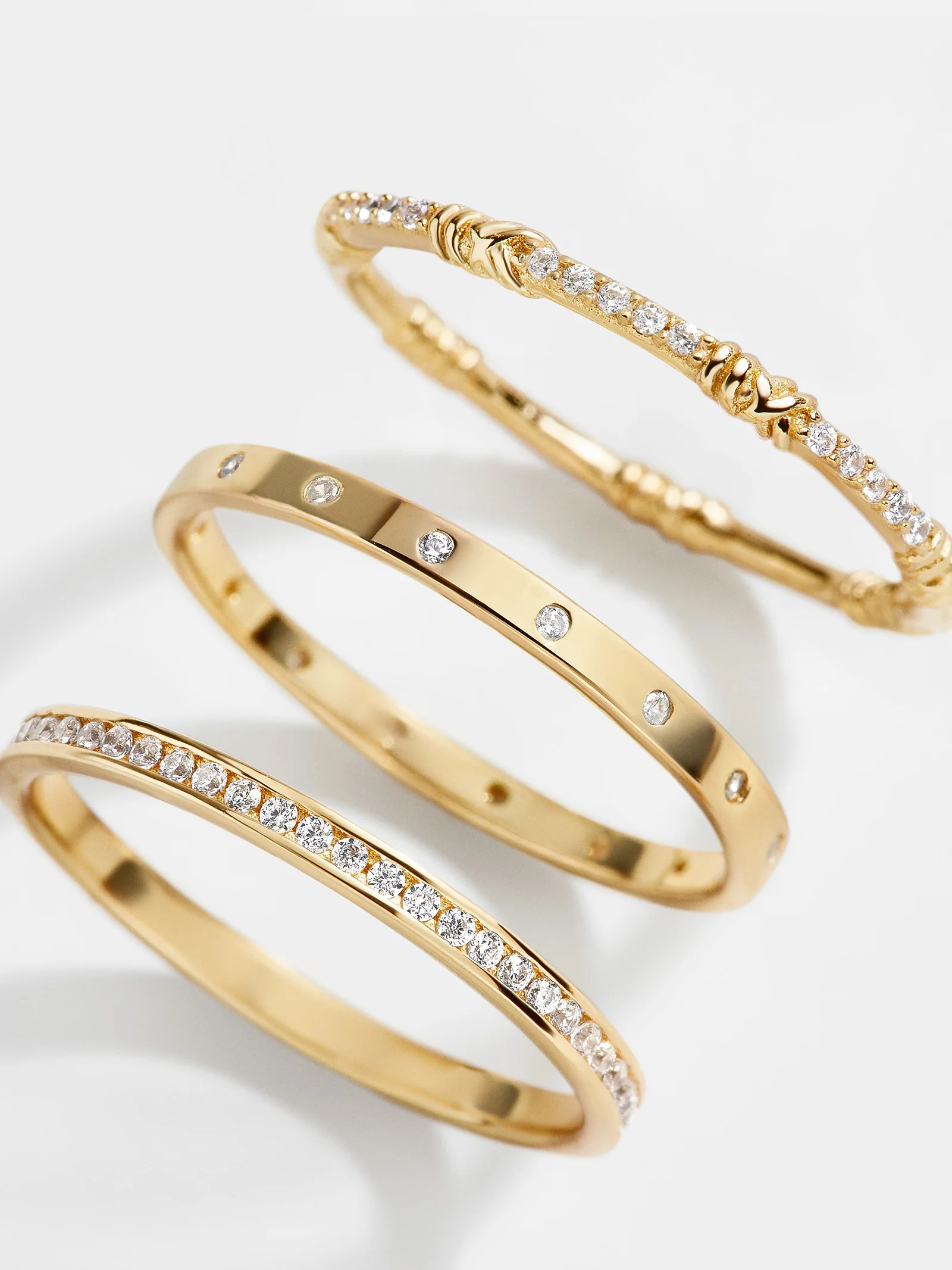 Maddie 18K Gold Ring Set - Gold/Pavé | BaubleBar