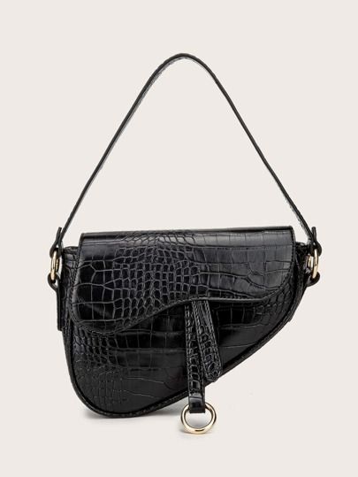 Croc Embossed Asymmetrical Tote Bag | SHEIN