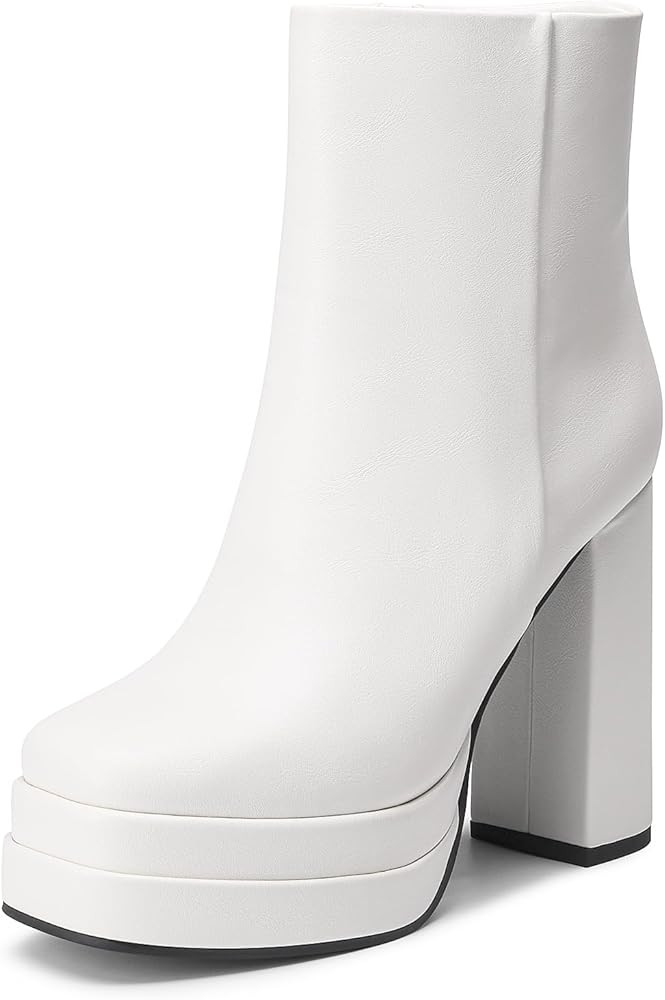 DREAM PAIRS Women's Platform Gogo Ankle Boots High Chunky Heels Square Toe Comfort Party Dress Bo... | Amazon (US)