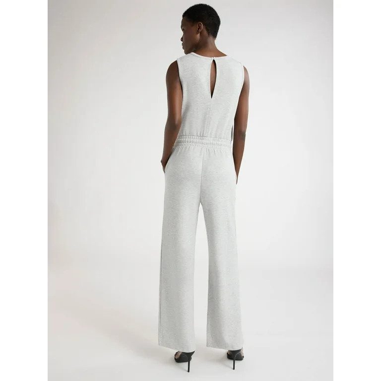 Scoop Women’s Scuba Knit Racerback Wide Leg Jumpsuit, Sizes XS-XXL | Walmart (US)