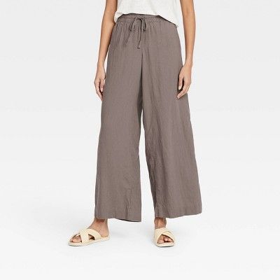 Women&#39;s Mid-Rise Wide Leg Pants - A New Day&#8482; Brown M | Target