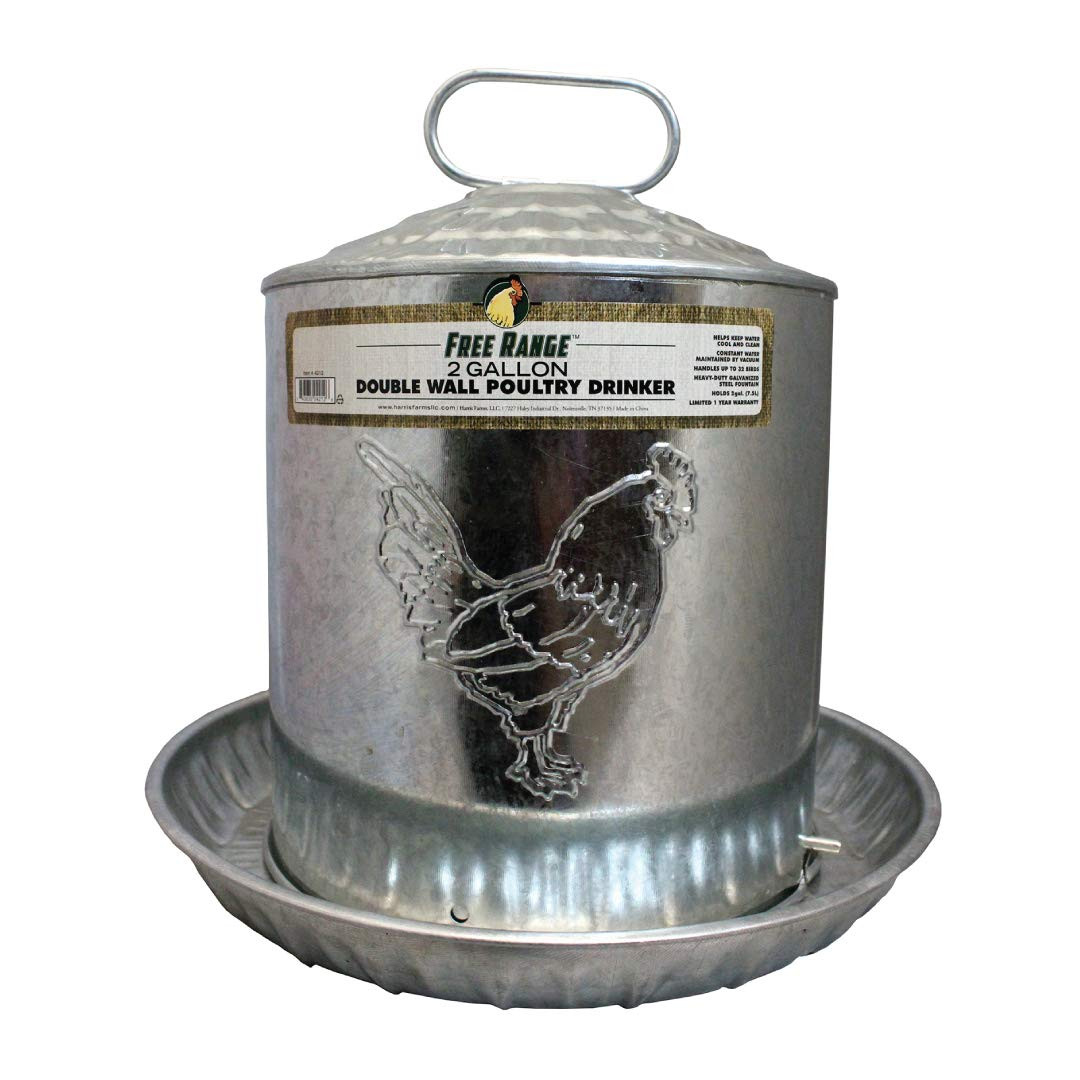 Manna Pro Chicken Waterer - Holds 2 Gallons of Chicken Water - Harris Farms Galvanized Steel Doub... | Amazon (US)