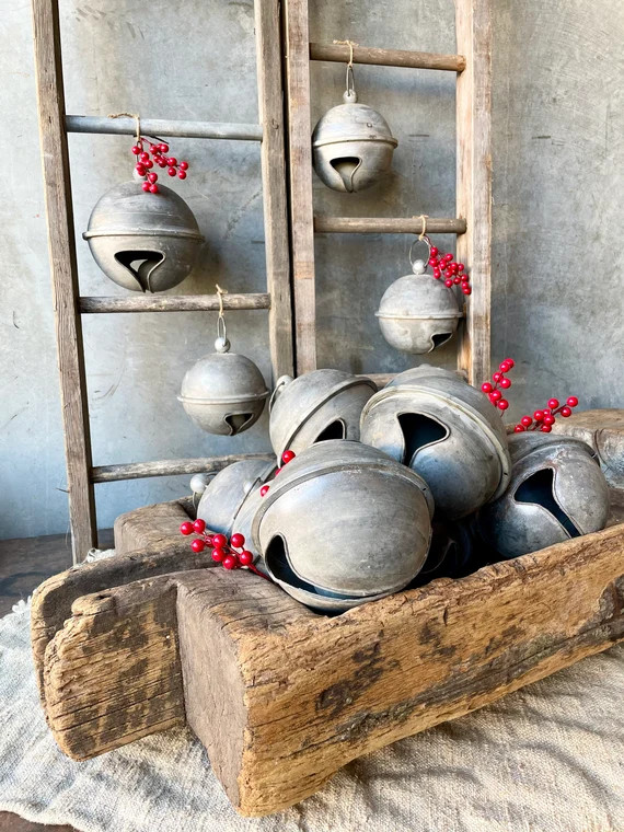 Extra Large Farmhouse Galvanized Jingle Bell Christmas - Etsy | Etsy (US)