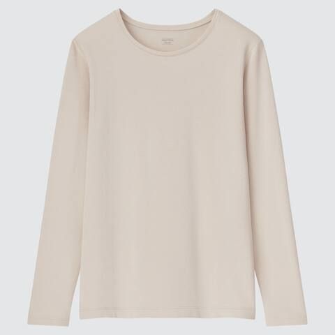 Women HEATTECH Extra Warm Cotton Crew Neck Long Sleeved Thermal Top | UNIQLO (UK)