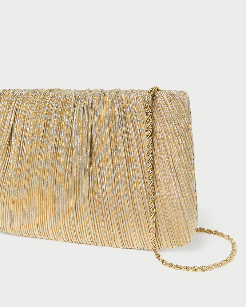 Brit Gold Lamé Pleated Clutch | Loeffler Randall