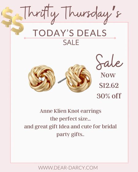 Thrifty Thursday…
Sale 

20% off now $12.68 
Annie Klien knot Earrings 

Perfect classic jewelry 

And a great bridal shower gift for party favor
“Tie the knot with me”
Or Brazil party gift


#LTKfindsunder50 #LTKsalealert #LTKstyletip