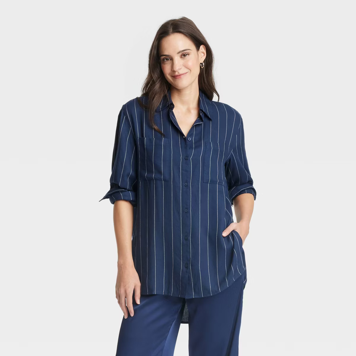 Women's Oversized Long Sleeve Flannel Button-Down Shirt - A New Day™ | Target