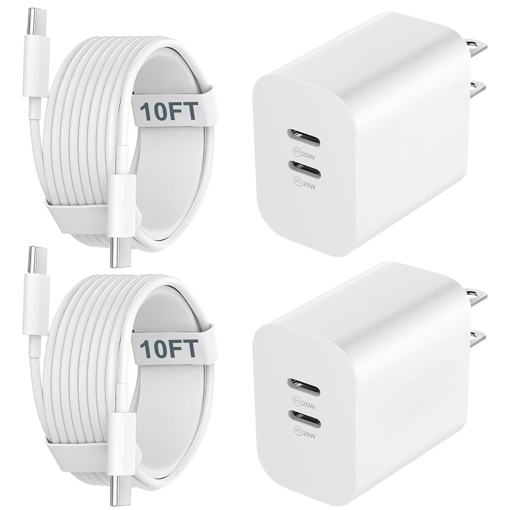 iPhone 16 15 Charger Fast Charging, 20W Dual Port USB C Charger Block with 10FT Long USB C Chargi... | Amazon (US)