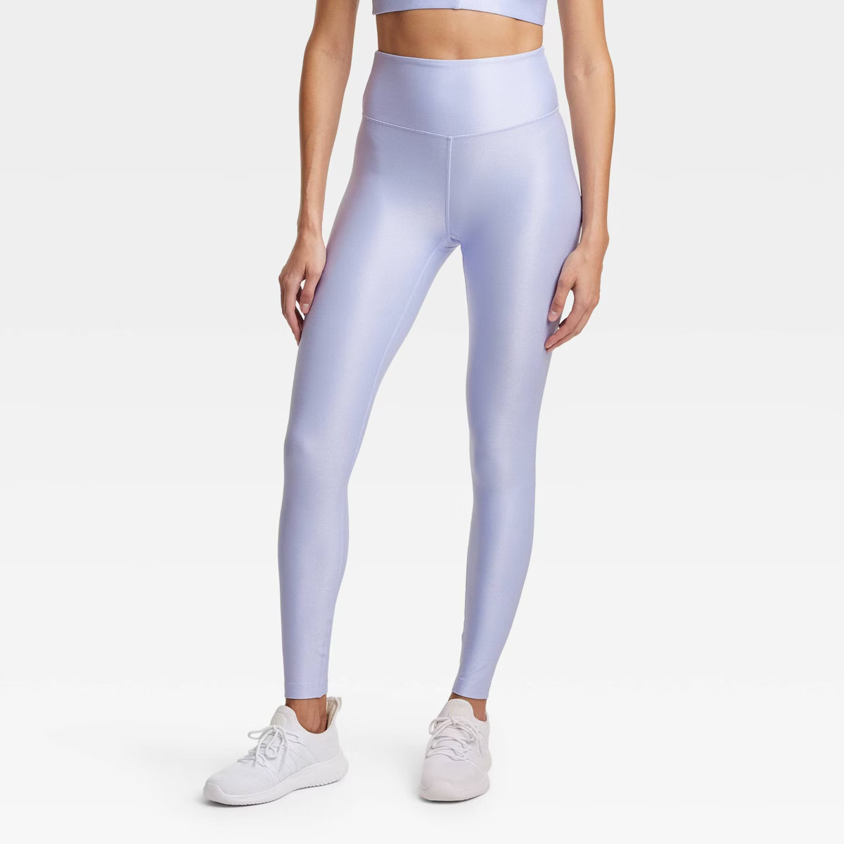 Women's High-Rise Shine Ribbed Leggings - All In Motion™ Periwinkle Blue S | Target