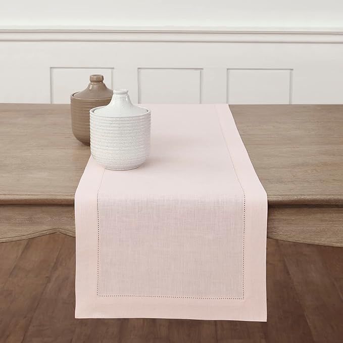 Solino Home Linen Table Runner Pink – 100% Pure Linen Summer Table Runner 16 x 108 Inch Long ... | Amazon (US)