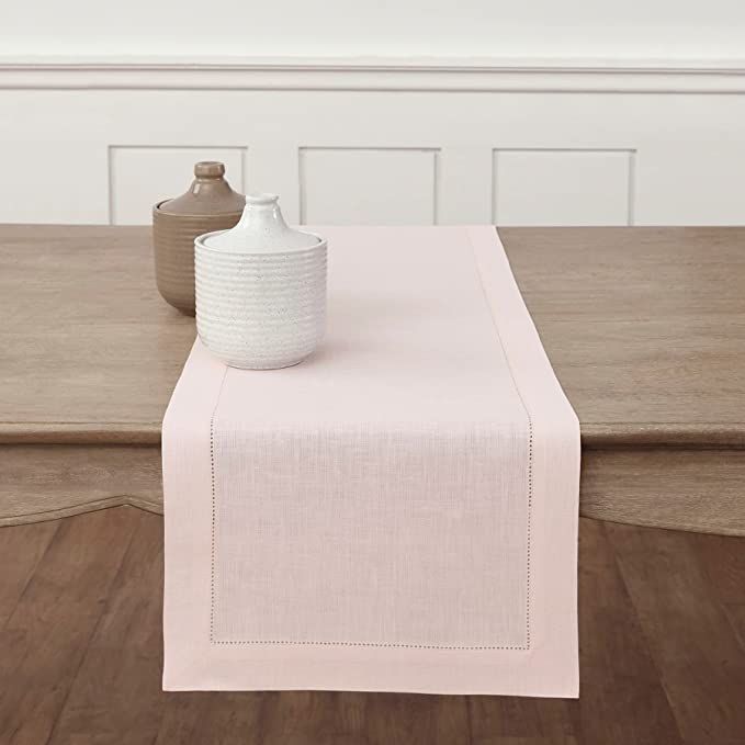 Solino Home Linen Table Runner Pink – 100% Pure Linen Summer Table Runner 16 x 108 Inch Long ... | Amazon (US)