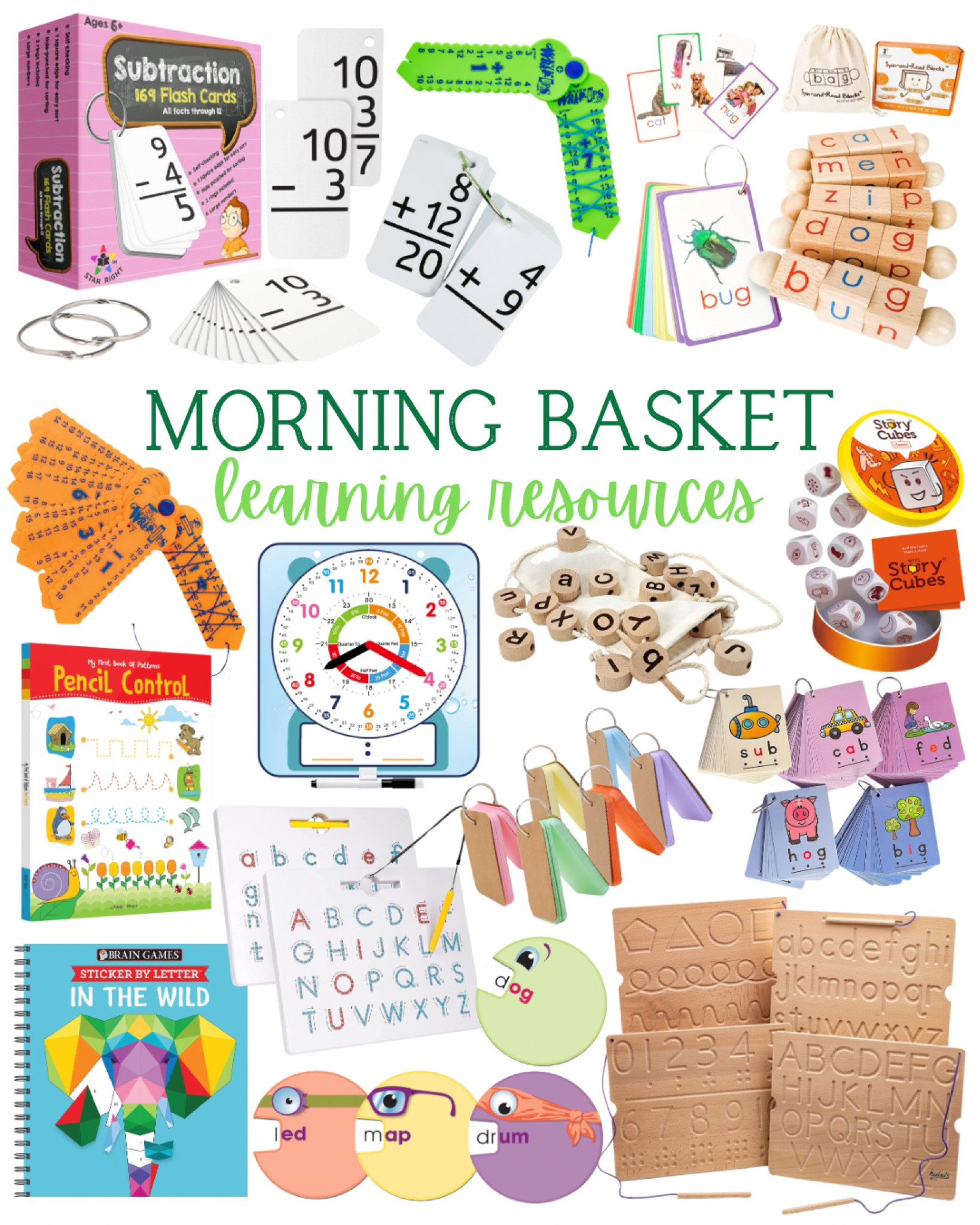 Morning Basket: Learning Resources 
Fun ways for your kids to improve their math, reading, and writing skills. 

#morningbasket #learningthroughplay #educationalresources #learningresources #educationalgames #homeschool 

#LTKKids #LTKGiftGuide #LTKFamily