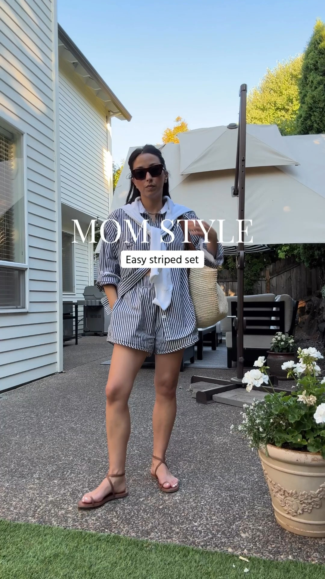 Easy, chic striped set for warm weather. 

Recreational habits shirt small
Recreational habits shorts medium 
Tkees sandals 5
Hunting Season tote
Dorsey James necklace 15”
Madewell cardigan small (old)
Blue Nike earrings 

Petite style, spring style, spring outfits, summer style, spring outfits 2026, spring break outfits, vacation outfits 

#LTKSeasonal #LTKmomlife #LTKPetite