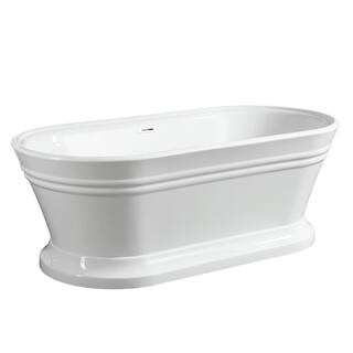 Vanity Art Versailles 59 in. Flatbottom Acrylic Freestanding Soaking Bathtub with Center Drain in... | The Home Depot