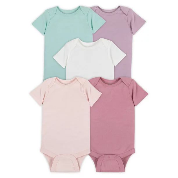 Little Star Organic Baby Girl 5 Pk Short Sleeve Bodysuit, Size Newborn - 24 Months - Walmart.com | Walmart (US)