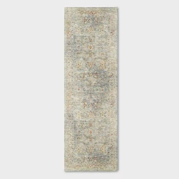 Ledges Digital Floral Print Distressed Persian Rug Green - Threshold™ designed by Studio McGee | Target