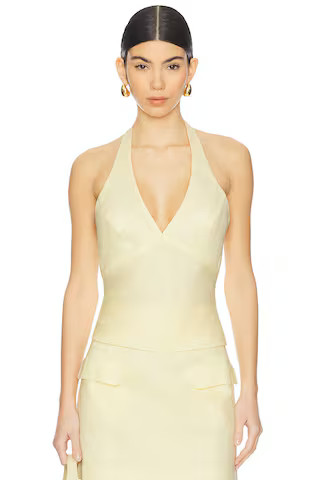 Bardot Paola Halter Linen Top in Canary Yellow from Revolve.com | Revolve Clothing (Global)