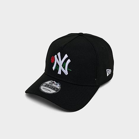 New Era New York Yankees MLB 9FORTY Rose A-Frame Snapback Hat in Black/White/Red | Finish Line (US)