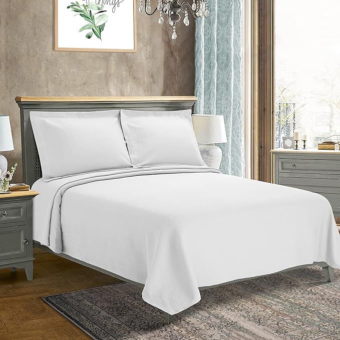 SUPERIOR Oversized Premium Bedspread Set, Diamond Solitaire Jacquard Design, Breathable Cotton, S... | Amazon (US)