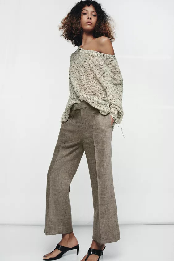 CROPPED WOOL FLARE PANTS ZW COLLECTION | Zara US