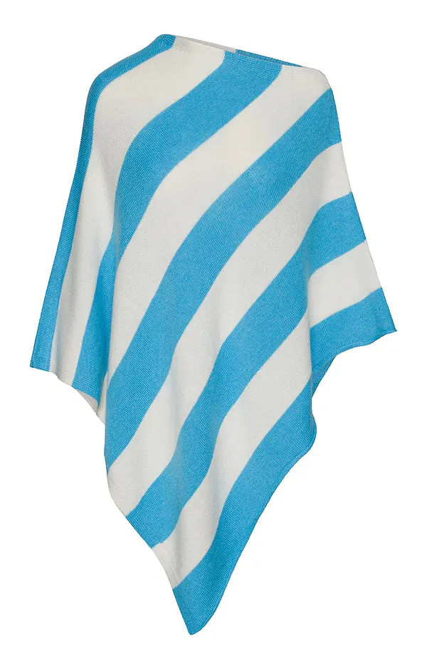 Ladies Cashmere Silk Blend Large Stripe Poncho | The House of Bruar