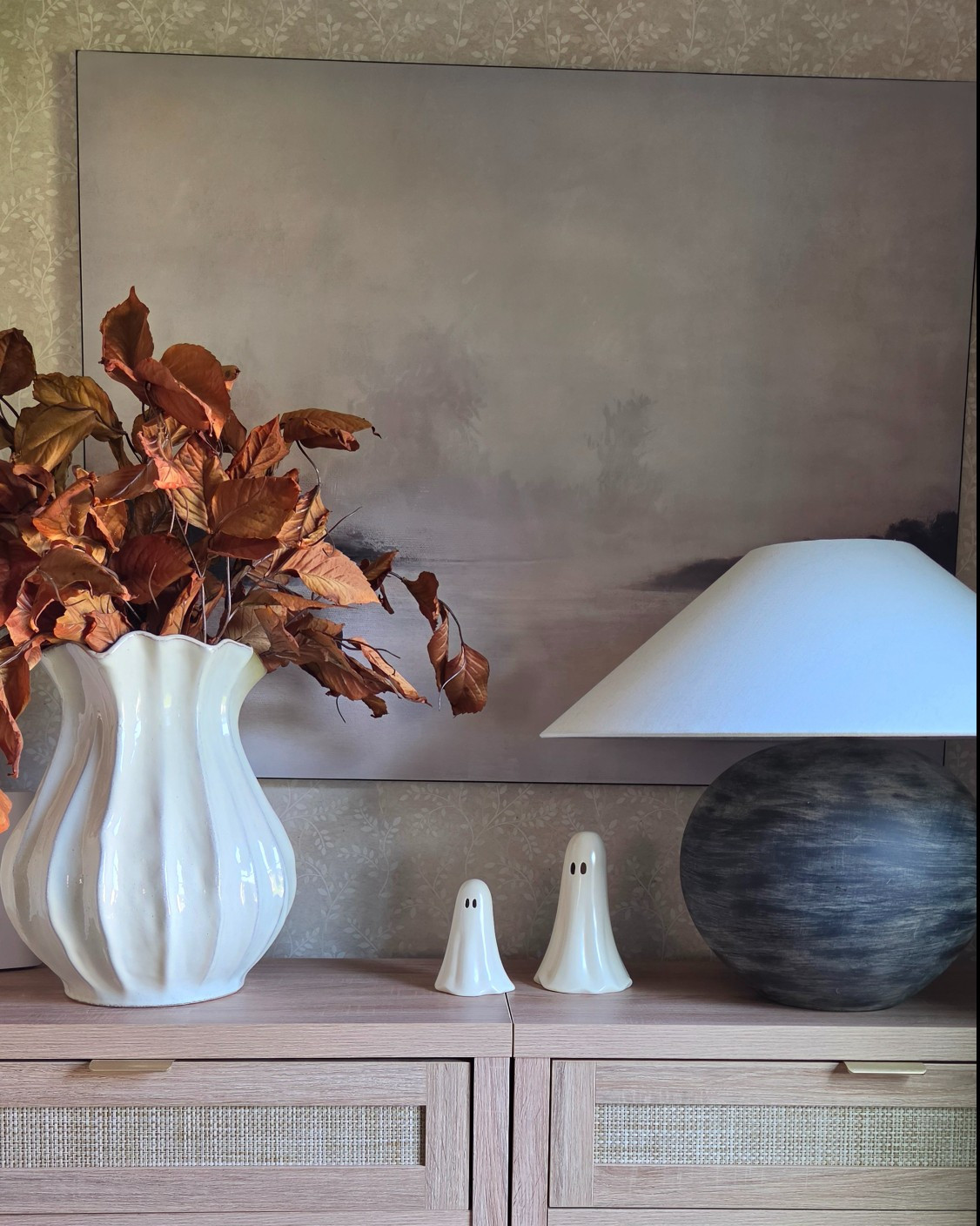Mix moody autumn foliage with playful ceramic ghosts for an effortless transition into the spooky season. #FallDecor #HalloweenDecor #EntrywayStyling #HomeInspo

#LTKSeasonal #LTKHome