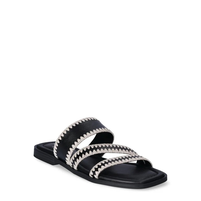 Time and Tru Women's Strappy Embroidered Sandals | Walmart (US)