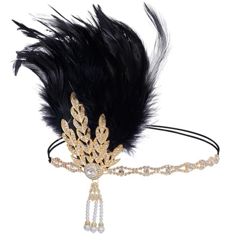 choyaxo Flapper Headband Roaring 20s Headpiece Flapper Headpiece Feather Headband for Women | Amazon (US)