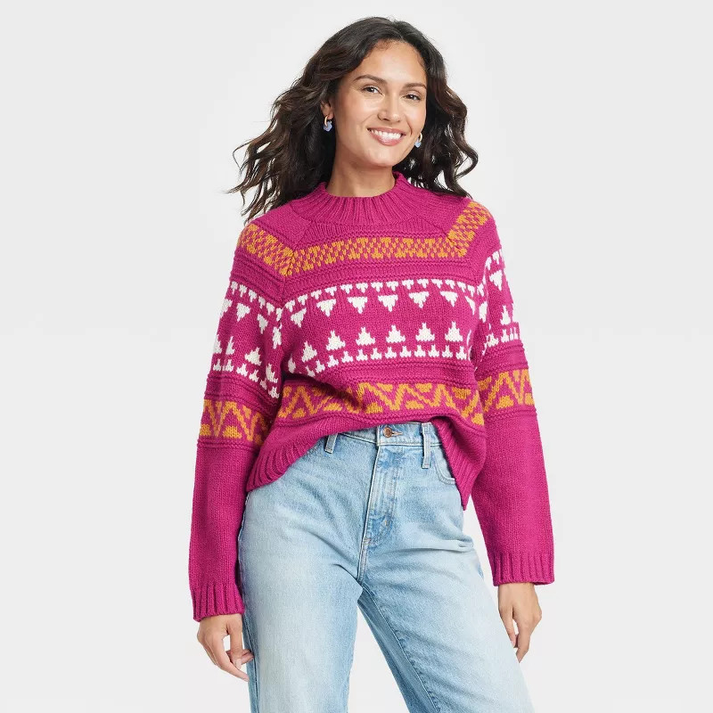 Women's Mock Turtleneck Pullover Sweater - Universal Thread™ Fair Isle | Target