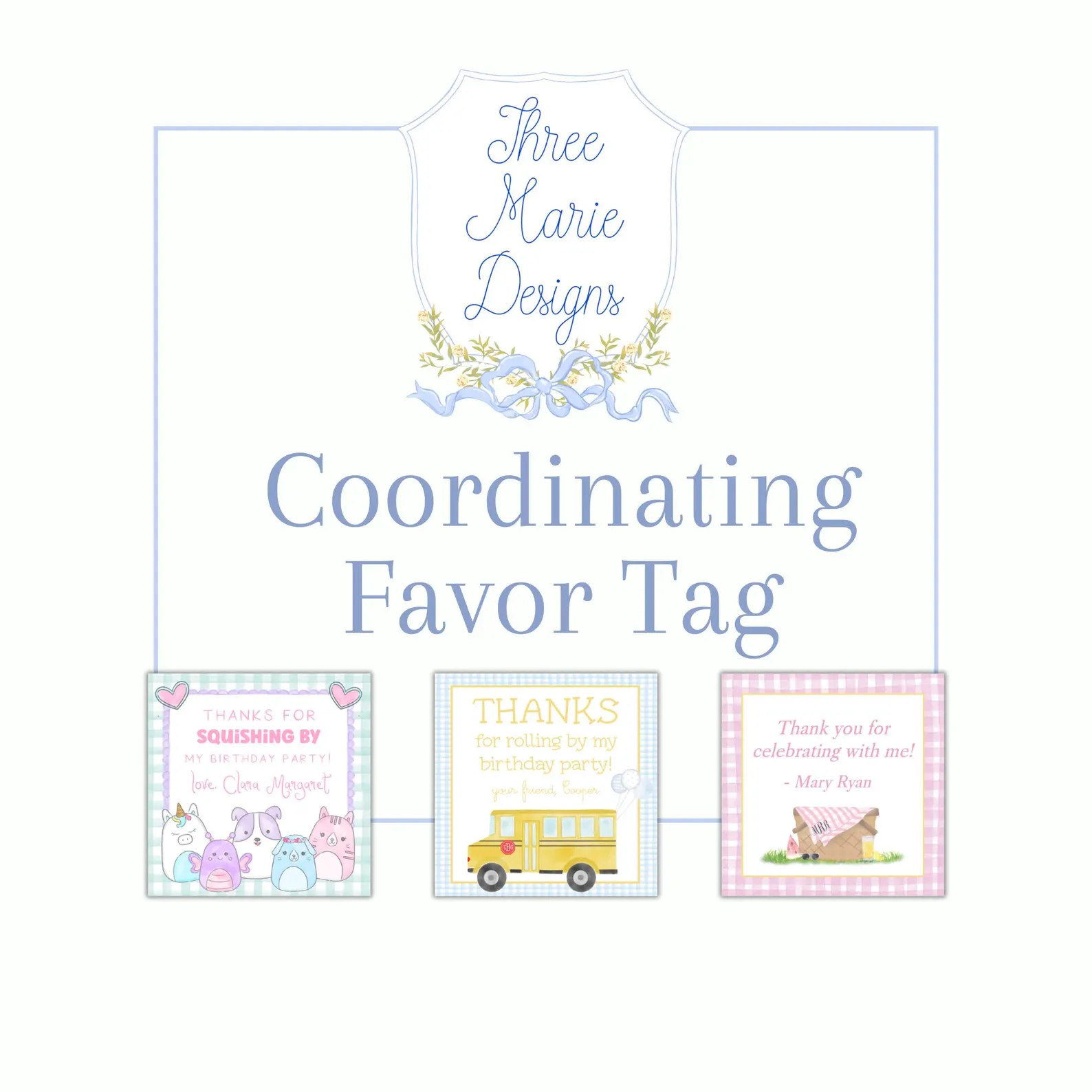 Coordinating Favor Tag Design | 3x3 Inches - Etsy | Etsy (US)