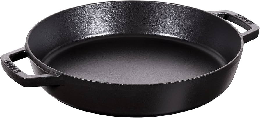 Staub Cast Iron 13-inch Double Handle Fry Pan - Matte Black, Made in France | Amazon (US)