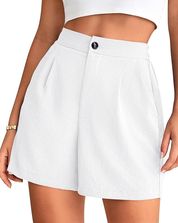 BTFBM Womens Shorts Dressy Casual Summer 2025 High Waisted Tailored Pleated Business Work Trouser... | Amazon (US)