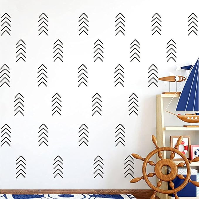 ANFRJJI Set of 48 Vinyl Wall Art Decals-Arrows-4" x 2" Each-Modern sticker Geometric Arrow Stripe... | Amazon (US)