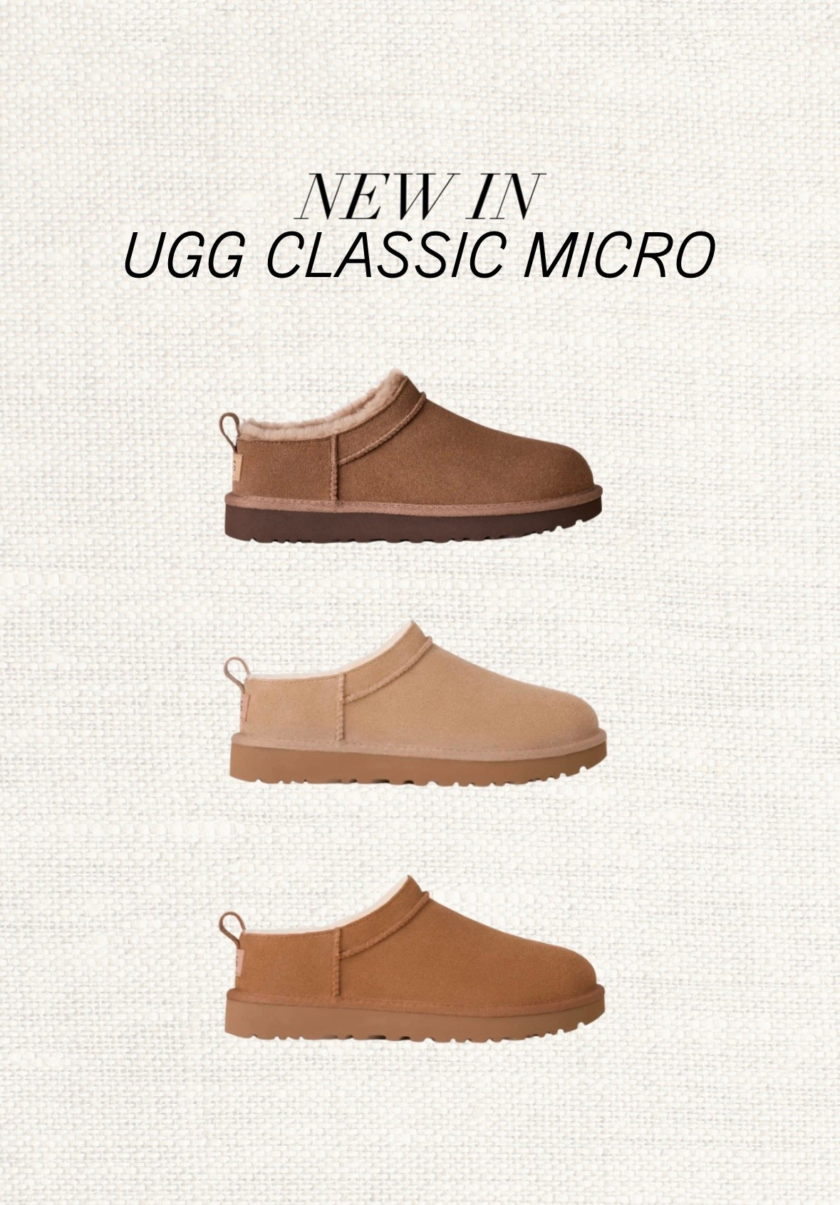 Cozy season just got better 🤎☁️ The UGG Classic Micro is here in the dreamiest neutral shades — 

Tap on one shade and it will link to all others! I couldn’t link each color seperately unfortunately 🙌🏽 Also tried to link for US/UK/NL so some links might work others won’t depending on your region ❤️

perfect for lounging at home, coffee runs, or styling with your favourite off-duty looks. The ultra-soft lining keeps you warm, while the low-cut design makes them effortlessly cool for everyday wear.

Like this post to save it to your favourite folder and come back later to shop.

Keywords: UGG Classic Micro, UGG slippers, winter shoes, cozy footwear, shearling lining, neutral shoes, fall fashion, winter style, casual outfit, off duty look, comfy shoes, neutral tones, capsule wardrobe, trending shoes, UGG boots, shearling shoes, cozy style, street style, minimalist fashion, must have shoes

#LTKSeasonal #LTKStyleTip
