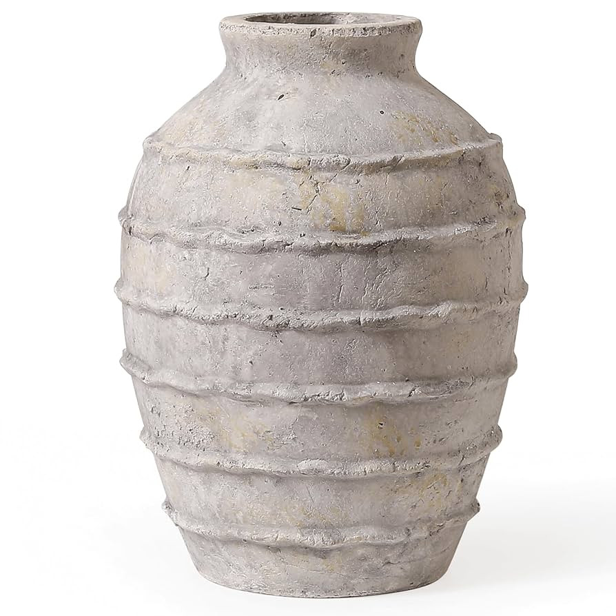 Kokrose Terracotta Vase, White Grey Rustic Farmhouse Decor, Vintage Large Pottery Clay Vase, Cera... | Amazon (US)