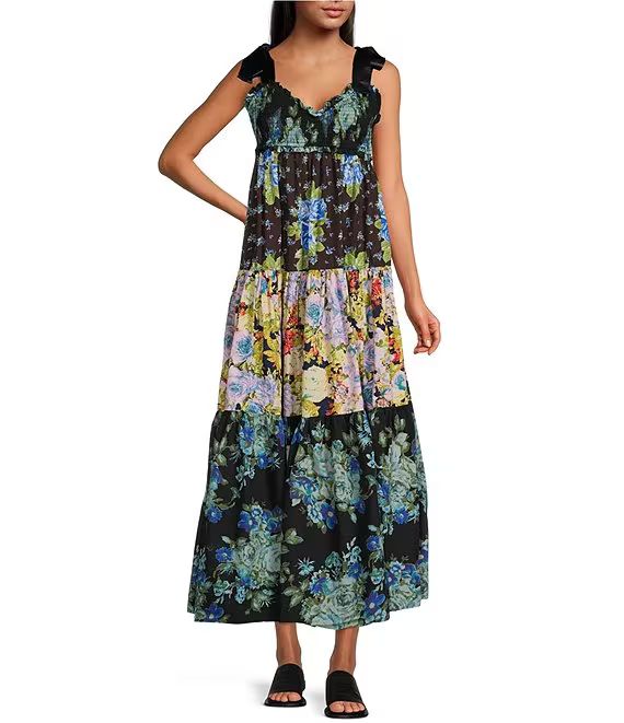 Free PeopleBluebell Floral Print V-Neck Sleeveless Bow Tie Strap Midi Dress | Dillard's