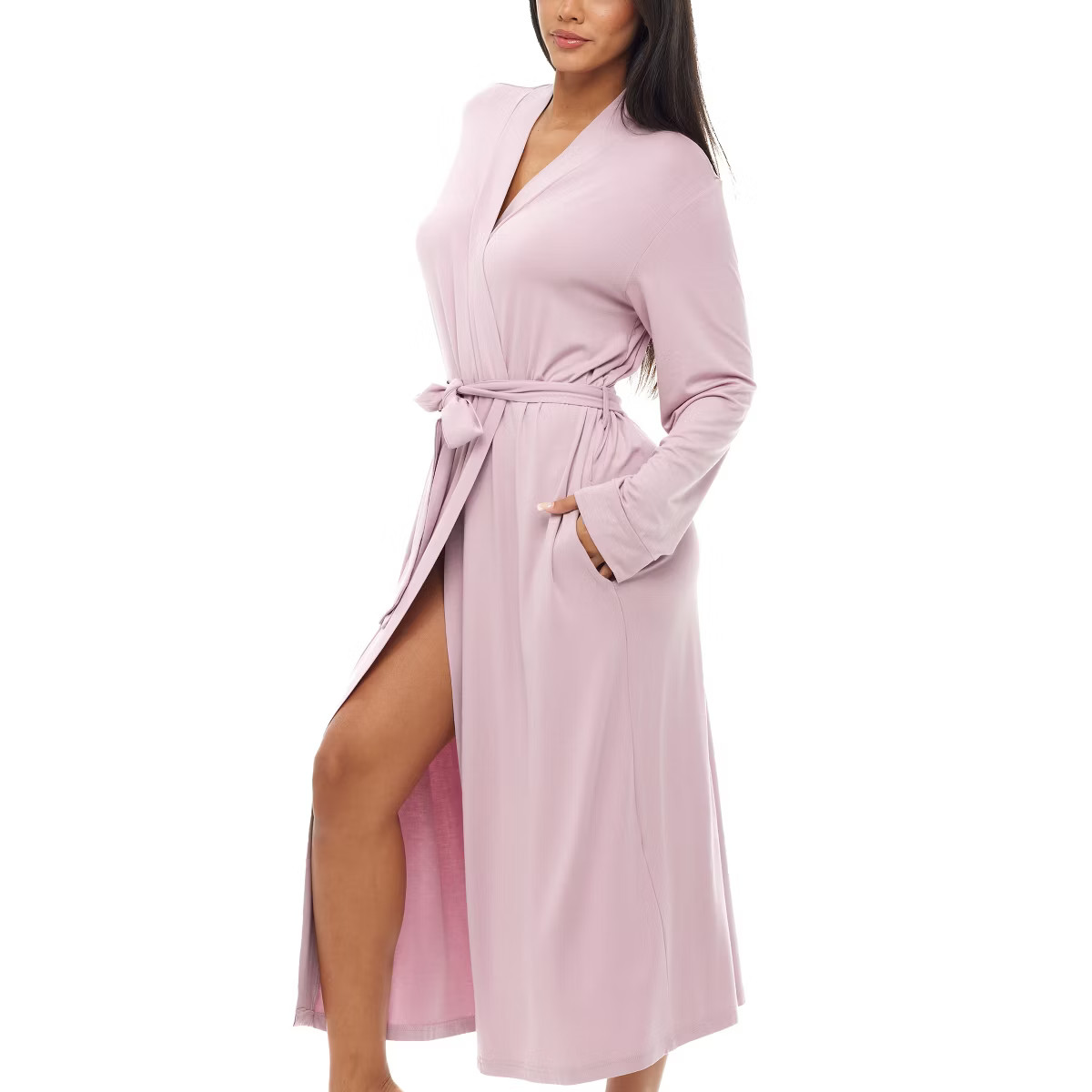 Women's Classic Soft Knit Long Lounge Robe with Pockets | Target