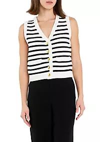 ENGLISH FACTORY Striped Knit Vest | Belk