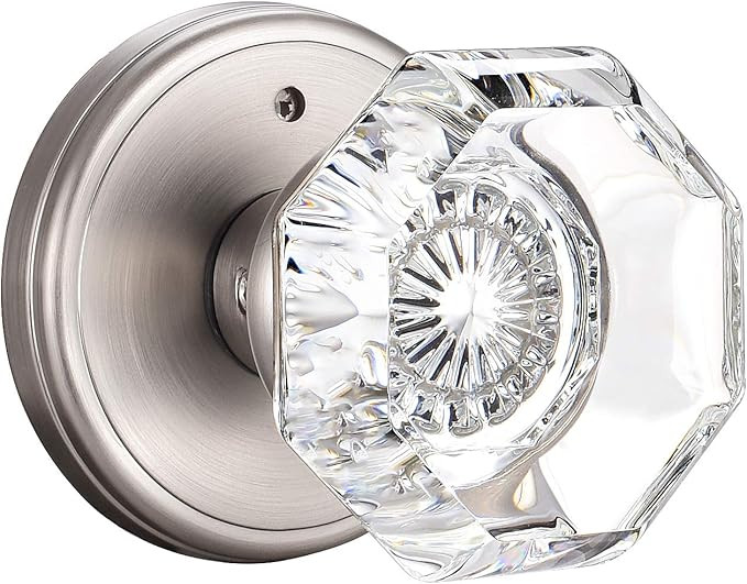 Crystal Glass Door Knobs Interior, Modern Bathroom Bedroom Door Knobs with Lock Privacy Function,... | Amazon (US)