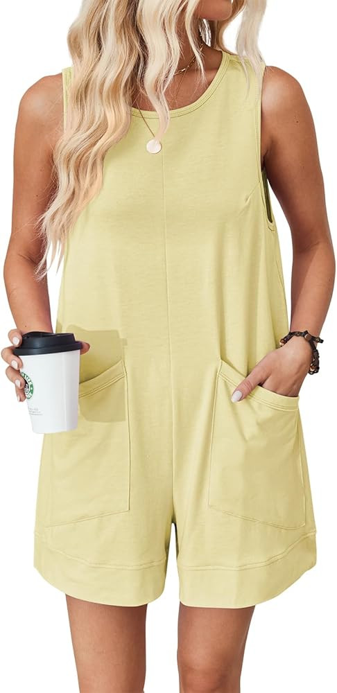 VUTRU Rompers for Women Summer Short Jumpsuits Casual Loose Fit Maternity Romper Comfy Cotton One... | Amazon (US)