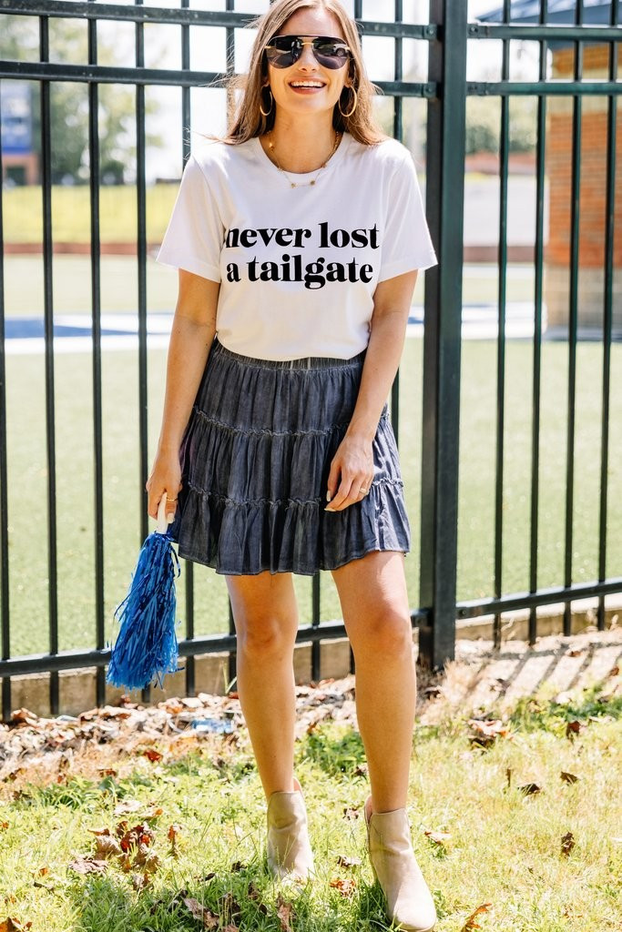 Never Lost A Tailgate White/Black Graphic Tee | The Mint Julep Boutique