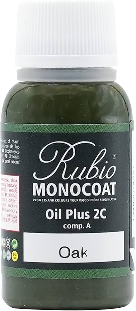 Rubio Monocoat Oil Plus Part A, 20 Milliliters, Oak, Interior Wood Stain and Finish, Food Safe, E... | Amazon (US)