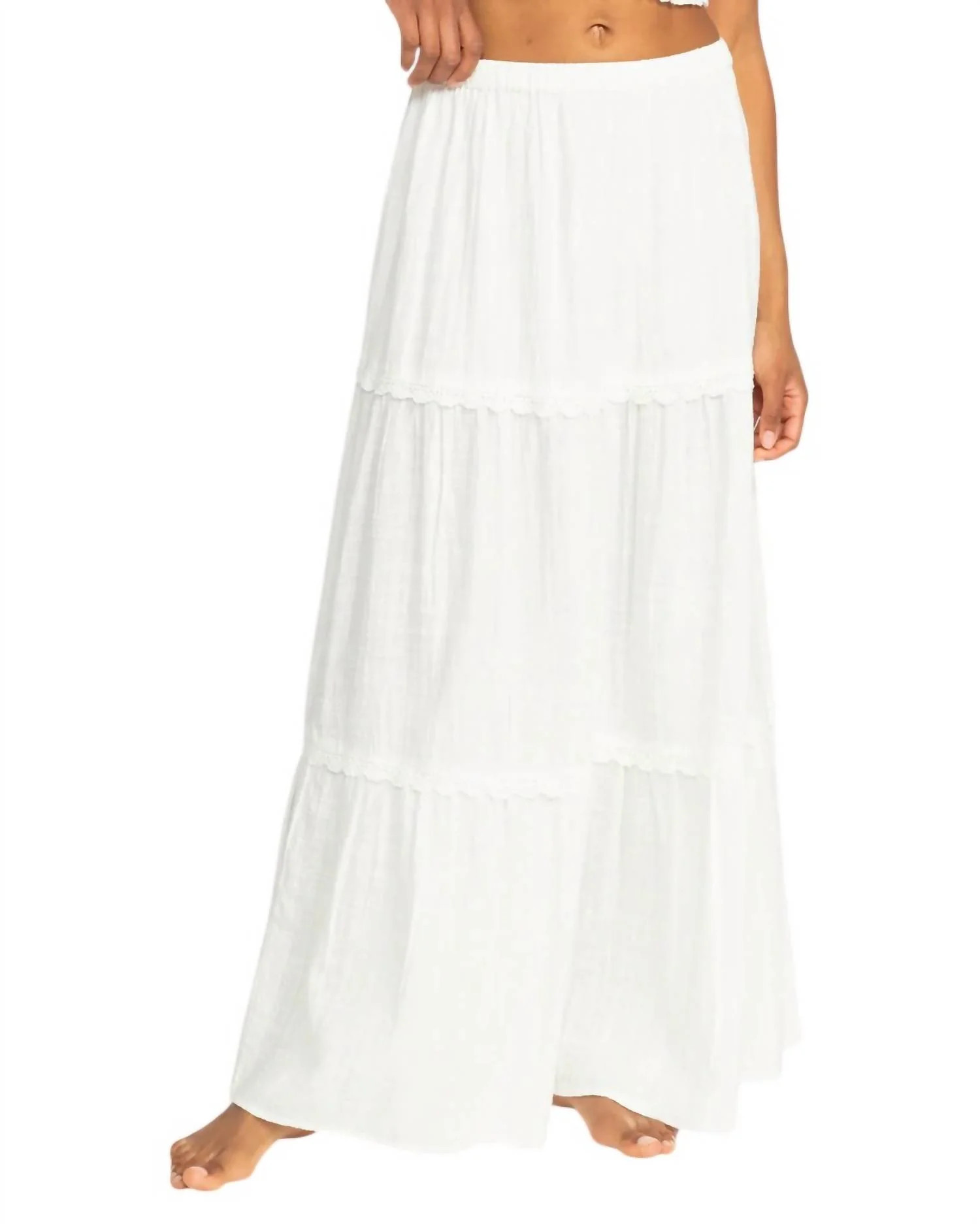 Beachside Maxi Skirt In White | Shop Simon