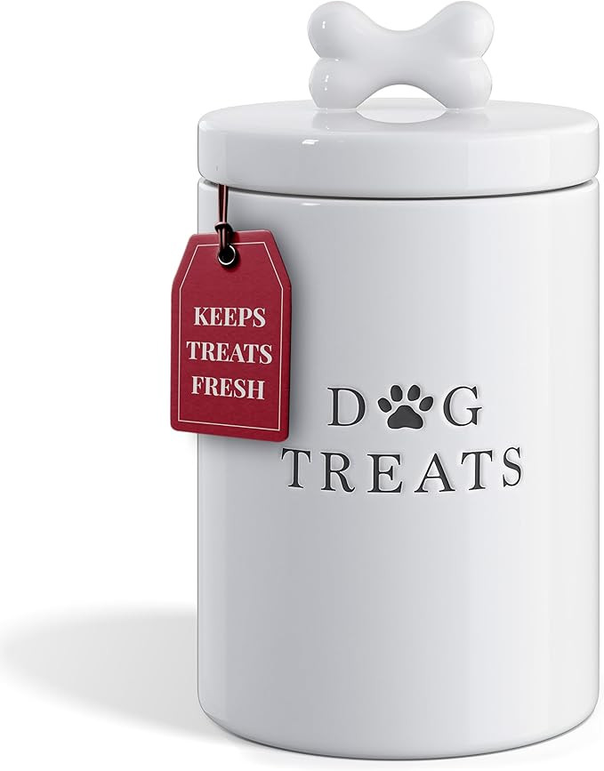 Barnyard Designs Large Dog Treat Container Airtight with Lid, Cute Rustic Ceramic Dog Treat Stora... | Amazon (US)
